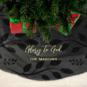 Glory to God Botanical Christmas Black Polyester Weihnachtsbaumdecke