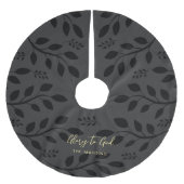Glory to God Botanical Christmas Black Polyester Weihnachtsbaumdecke (Vorderseite)