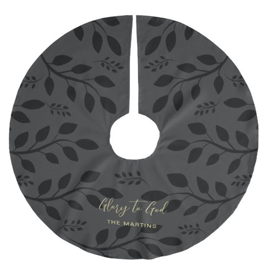 Glory to God Botanical Christmas Black Polyester Weihnachtsbaumdecke (Vorderseite)