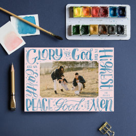Glory to God Watercolor Brush Letters Feiertagskarte