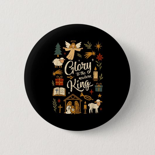 Glory To The Newborn King Christmas Nativity Scene Button (Vorderseite)