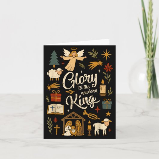 Glory To The Newborn King Christmas Nativity Scene Karte (Vorderseite)