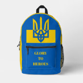 GLORY ZU HEROES. UKRAINE. TRIDENT. DRUCKSICHERHEIT BEDRUCKTER RUCKSACK (Vorderseite)