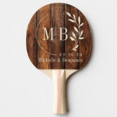 Gloss Stain Boards Leaf Wedding Monogram Tischtennis Schläger (Rückseite)