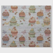 Glossar Moderner Vintager Blumenkuchen Geschenkpapier (Flach)
