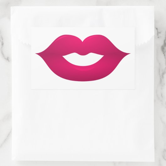 Glossare, dunkelrosa Lippen, Klebekleber Rechteckiger Aufkleber (Tasche)