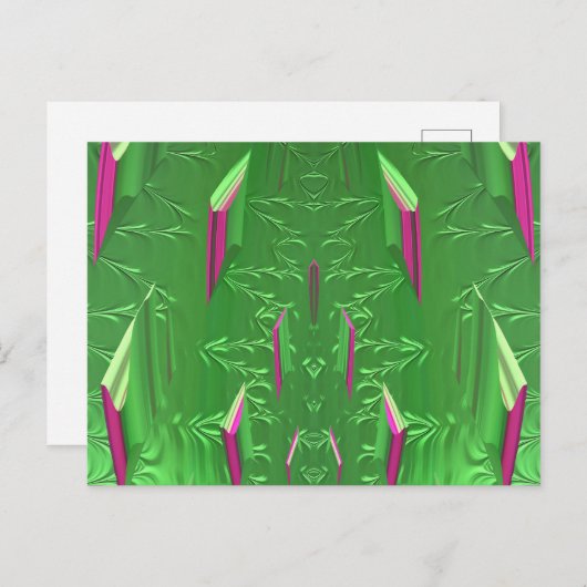 Glossare Postkarte 3D Rosa grüne Zany (Vorne/Hinten)