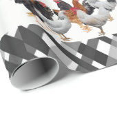 Glossarmaturpapier Hühner Kariert Geschenkpapier (Rolleneckpunkt)