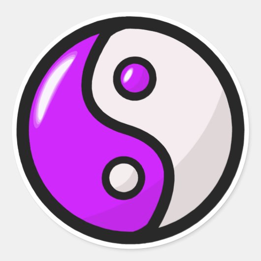 Glosser Lila Yin Yang in Balance Runder Aufkleber (Vorderseite)