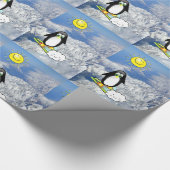 Glosses Wrapping Paper, Pinguin Skiing Mountains Geschenkpapier (Ecke)