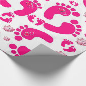 Glosses Wrapping Paper Pink Baby Feet Girl Elephan Geschenkpapier (Ecke)