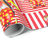 Glosses Wrapping Paper, Red Stripe Clown Popcorn Geschenkpapier (Rolleneckpunkt)