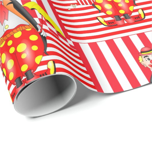 Glosses Wrapping Paper, Red Stripe Clown Popcorn Geschenkpapier (Rolleneckpunkt)