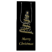 Glossgold Weihnachtsbaum schwarz Geschenktüte Für Weinflaschen (Vorderseite)