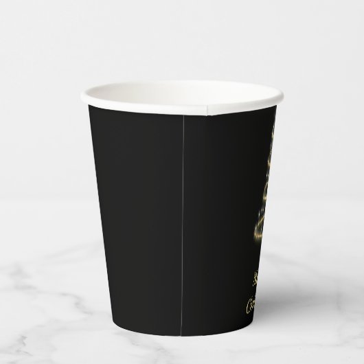 Glossgold Weihnachtsbaum schwarz Pappbecher (Rechts)