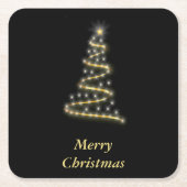 Glossgold Weihnachtsbaum schwarz Rechteckiger Pappuntersetzer (Vorderseite)