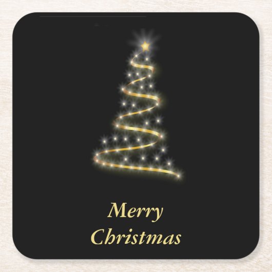 Glossgold Weihnachtsbaum schwarz Rechteckiger Pappuntersetzer (Vorderseite)