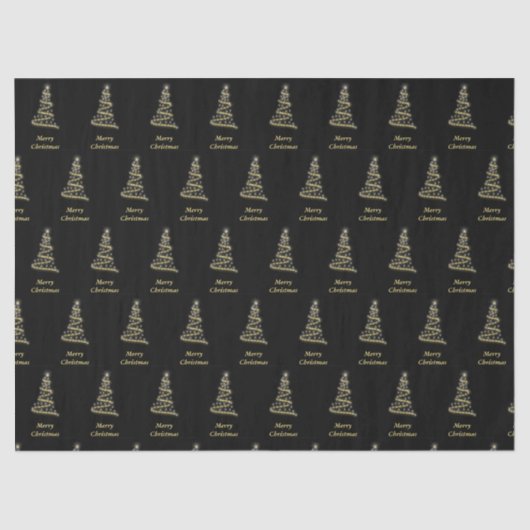 Glossgold Weihnachtsbaum schwarz Seidenpapier (Vorderseite)