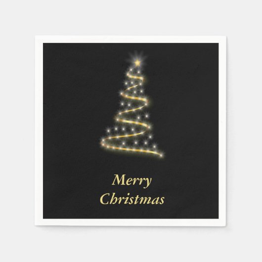 Glossgold Weihnachtsbaum schwarz Serviette (Vorderseite)