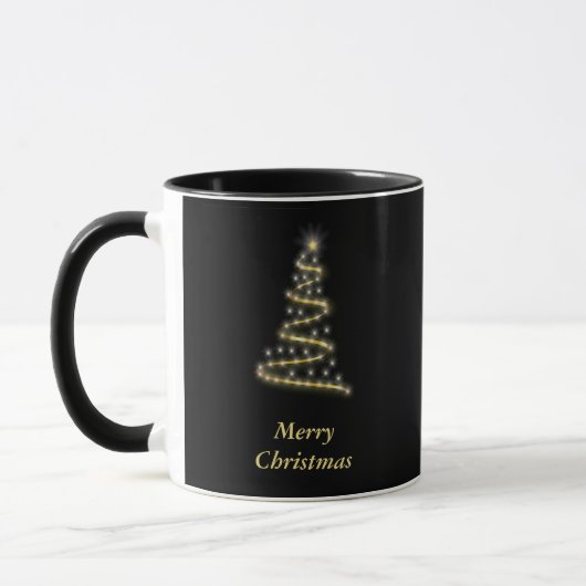 Glossgold Weihnachtsbaum schwarz Tasse (Links)