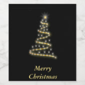Glossgold Weihnachtsbaum schwarz Weinetikett (Einzelnes Label)