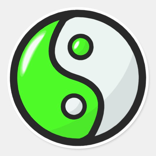 Glossgrün Yin Yang in Balance Runder Aufkleber (Vorderseite)