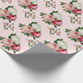 Glossretro Chic Rosa und Weiße Rose Blüte Geschenkpapier (Ecke)