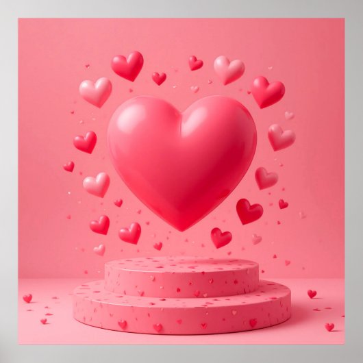 Glossrosa Herz Poster (Vorne)