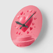 Glossrosa Herz Runde Wanduhr (Winkel)