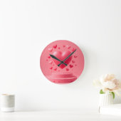 Glossrosa Herz Runde Wanduhr (Zuhause)