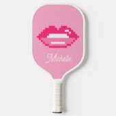 Glossrosa Lippenlogo Pickleball Schläger (Rückseite)