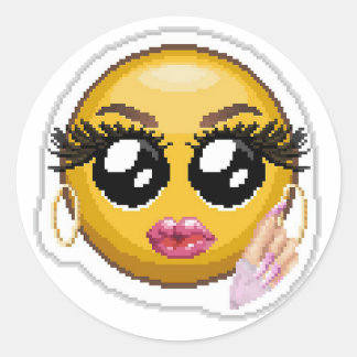 Glossup Barb Pixel Art Emoji Runder Aufkleber