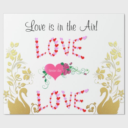 Glosswackelpapier, Goldschwan-Liebe ist Luft Geschenkpapier (Flach)