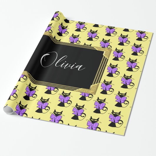 Glosswackelpapier, Monogramm der gelben schwarzen  Geschenkpapier (Ungerollt)