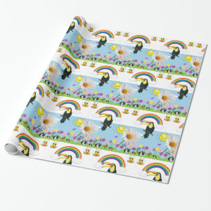 Glosswackelpapier, Regenbogenpfeife, Sonnenkaninch Geschenkpapier