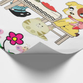 Glosswackelpapier, Vintage Katze Geschenkpapier (Ecke)