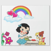 Glosswackelpapier, Vintage Katze Geschenkpapier (Flach)