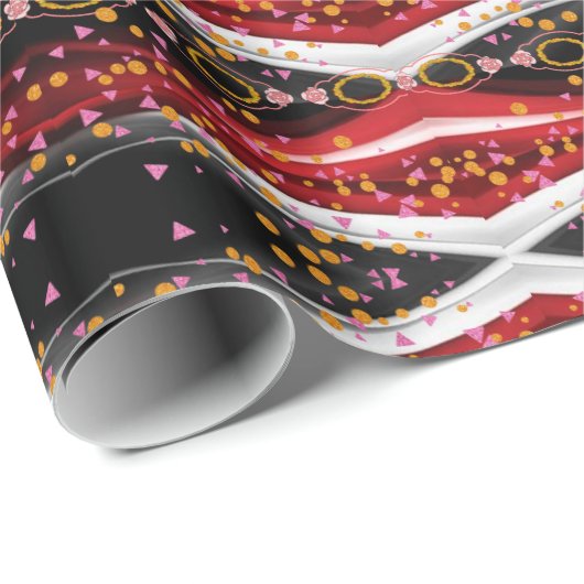 Glosswrapping Paper Abstrakt Red Schwarz-weiß Geschenkpapier (Rolleneckpunkt)