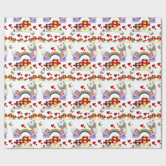 Glosswrapping Paper, Angel Butterfly Mushrooms Geschenkpapier (Flach)