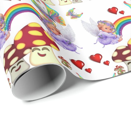 Glosswrapping Paper, Angel Butterfly Mushrooms Geschenkpapier (Rolleneckpunkt)