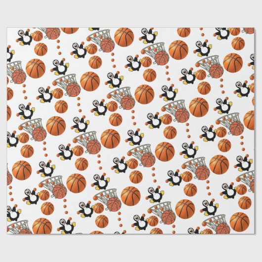 Glosswrapping Paper, Basketball Pinguin Geschenkpapier (Flach)