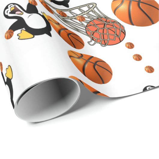 Glosswrapping Paper, Basketball Pinguin Geschenkpapier (Rolleneckpunkt)