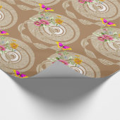 Glosswrapping Paper, Beige Blütenschmetterling Geschenkpapier (Ecke)