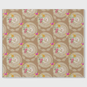 Glosswrapping Paper, Beige Blütenschmetterling Geschenkpapier (Flach)