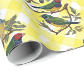 Glosswrapping Paper Bird Gelb Kariert Geschenkpapier (Rolleneckpunkt)