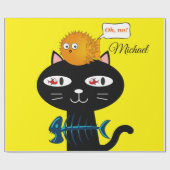 Glosswrapping Paper, Black Cat Fish Knochen Gelb Geschenkpapier (Flach)