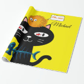 Glosswrapping Paper, Black Cat Fish Knochen Gelb Geschenkpapier (Ungerollt)