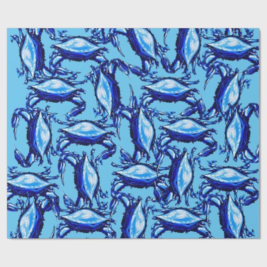Glosswrapping Paper Blue Crabs Geschenkpapier (Flach)