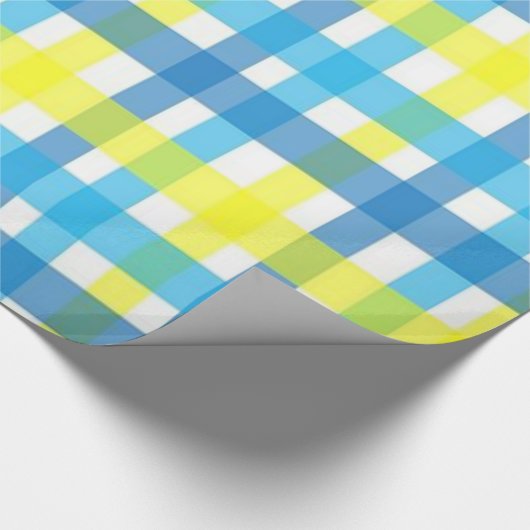 Glosswrapping Paper Blue Yellow Kariert Geschenkpapier (Ecke)
