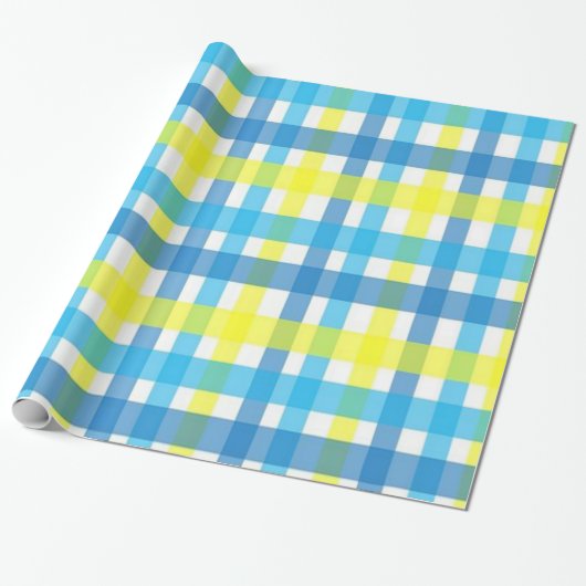Glosswrapping Paper Blue Yellow Kariert Geschenkpapier (Ungerollt)